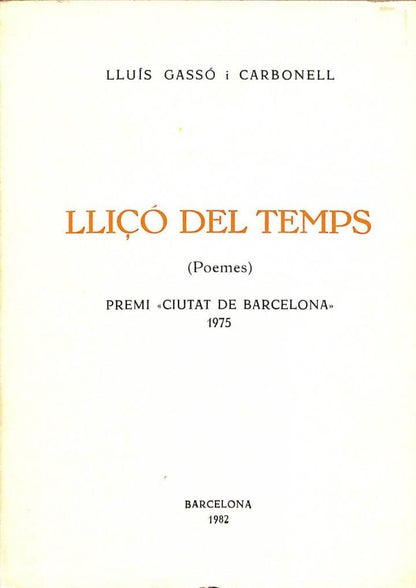 Lliçó del Temps (Poemes) Dedicat per L'Autor