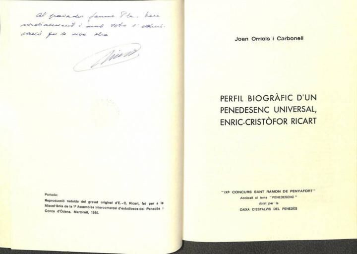 Perfil Biogràfic d'Un Penedesenc Universal, Enric - Cristòfor Ricart