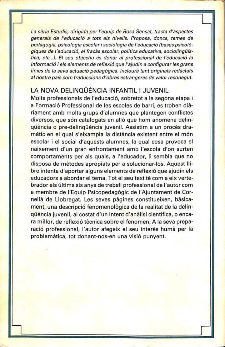 La Nova Delinqüència Infantil i Juvenil