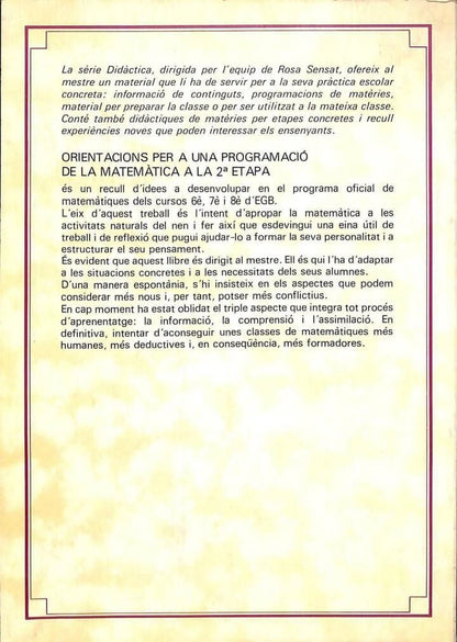 Orientacions per a la Programació de la Matemàtica a Segona Etapa d'Egb .