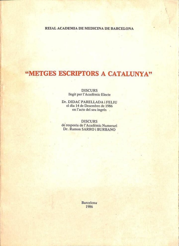 Metges Escriptors a Catalunya .