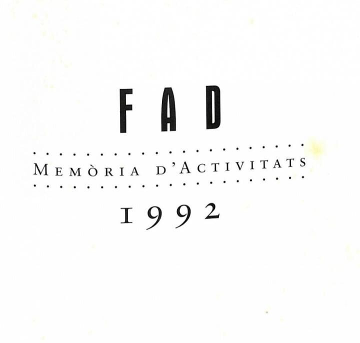 Fad. Memòria d'Activitats 1992 .