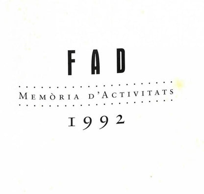 Fad. Memòria d'Activitats 1992 .