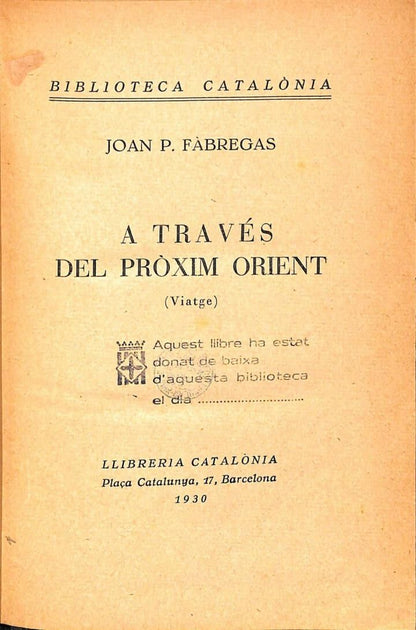 A Través del Pròxim Orient (Viatge) .