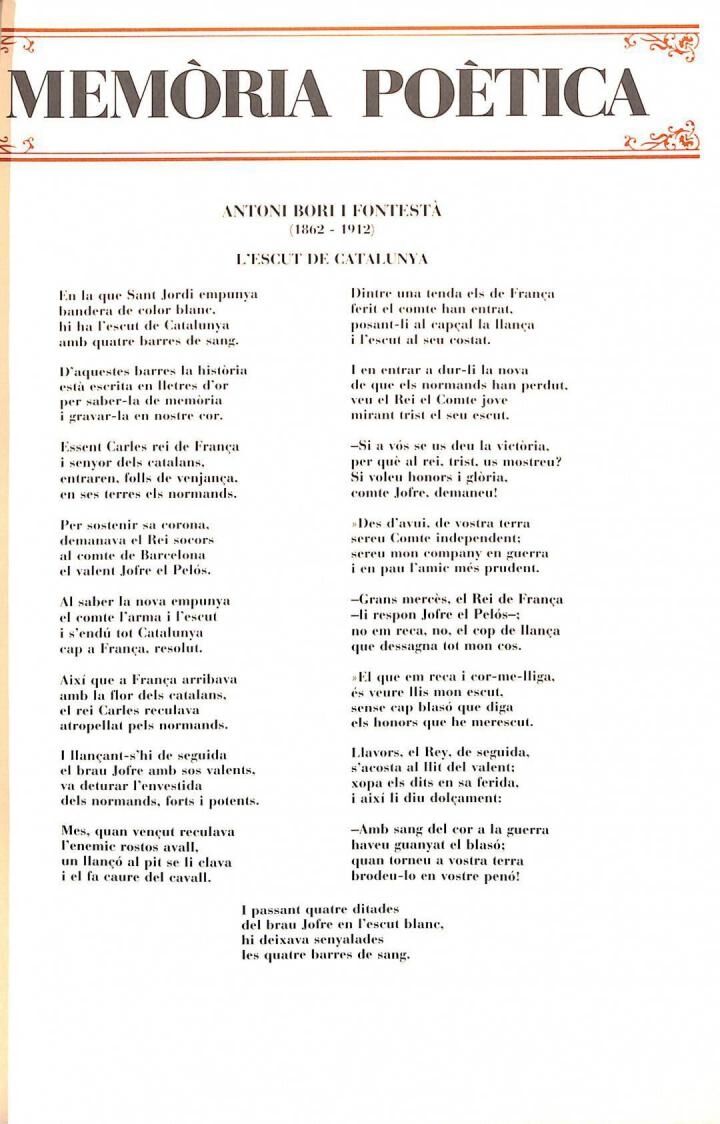 Costumari Catala. (Fascículos) Memòria Poètica .