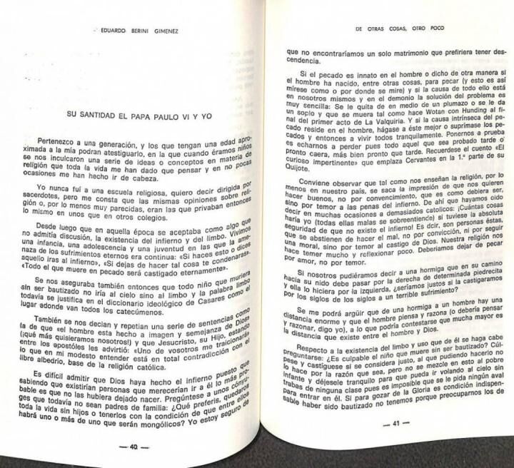 De Otras Cosas, Otro Poco. Primera Parte