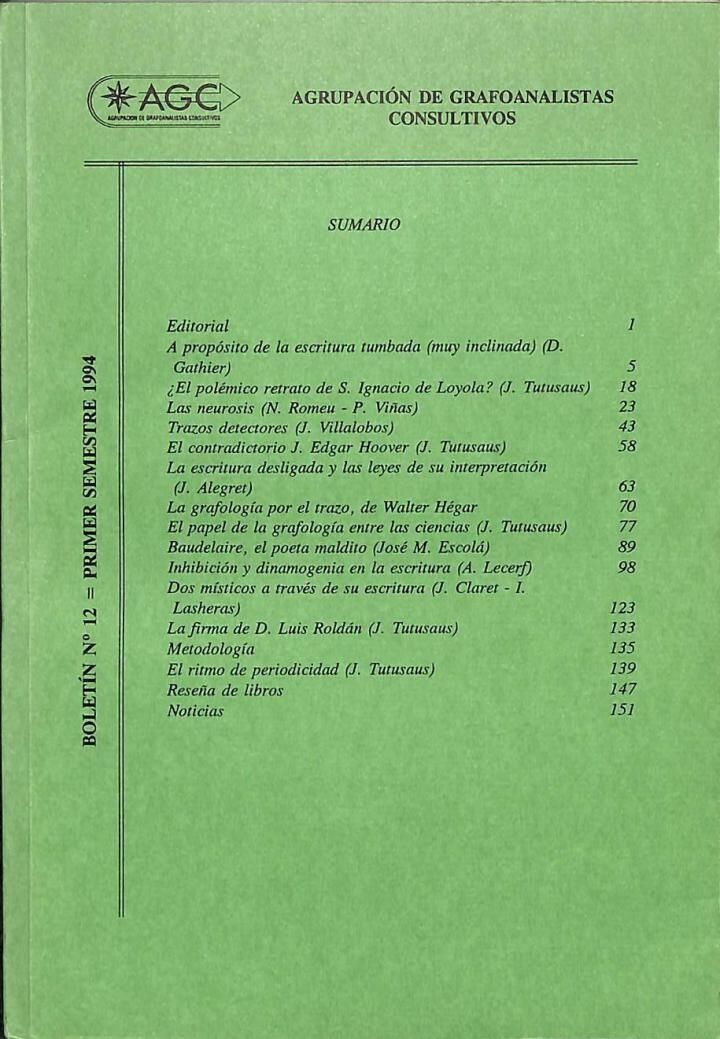 Agrupación de Grafoanalistas Consultivos (A.g.c.) Boletines 1, 2 y 12