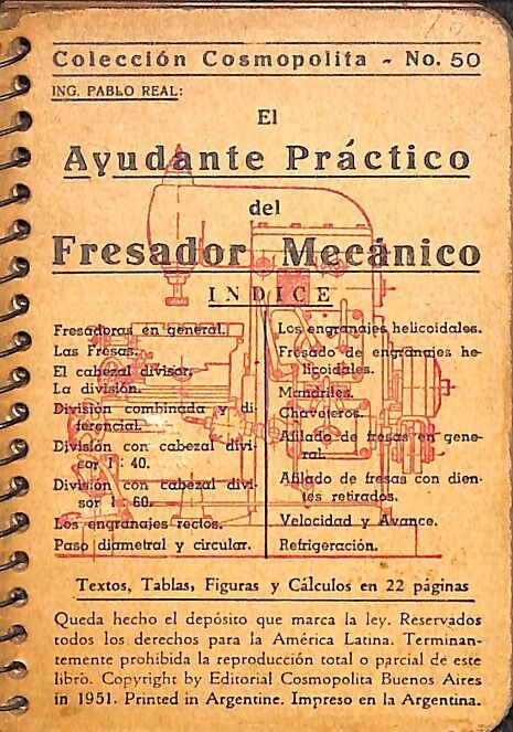 El Ayudante Práctico del Fresador Mecánico - Coleccion Cosmopolita Nº 50