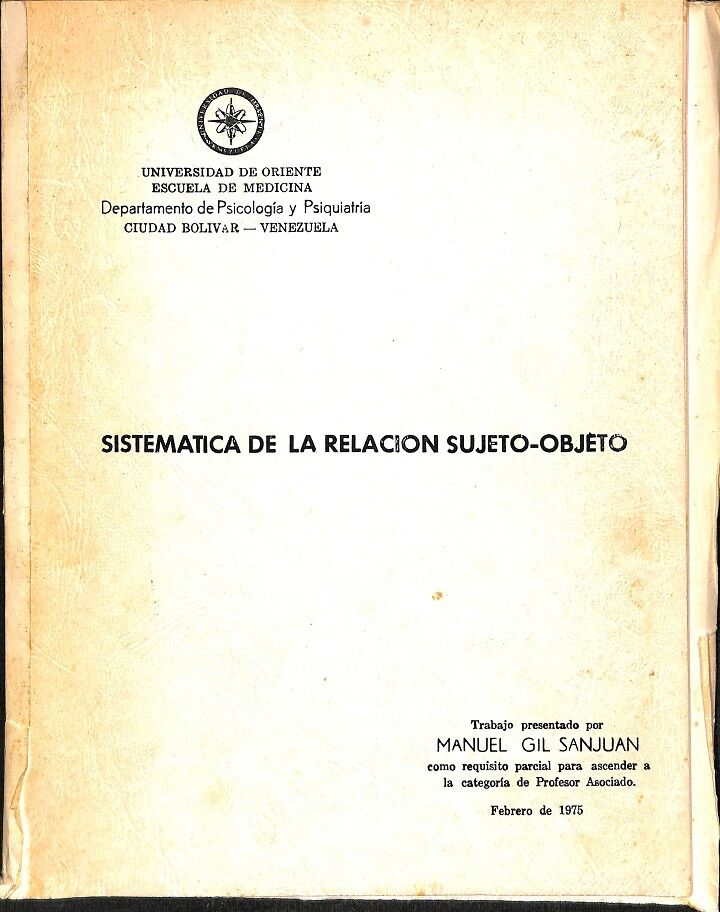 Sistematica de la Relacion Sujeto-objeto