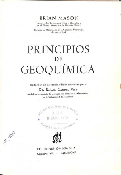 Principios de Geoquímica / Yacimientos Minerales de Rendimiento Económico (1ª Edición)