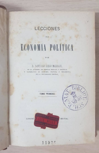 Lecciones de Economía Política. Tomo Primero (I)