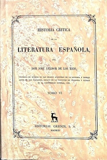 Historia Crítica de la Literatura Española Vol. VI - Ed. Facsímil