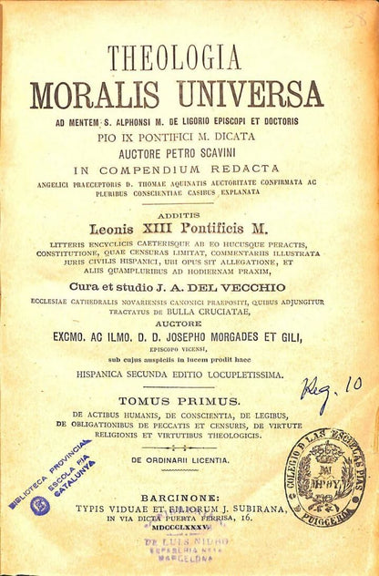 Theologiae Moralis Universae. (Latín)