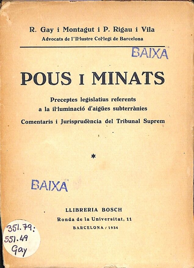 Pous i Minats - Preceptes Legislatius Referents a la Il·luminació d'Aigües Subterrànies
