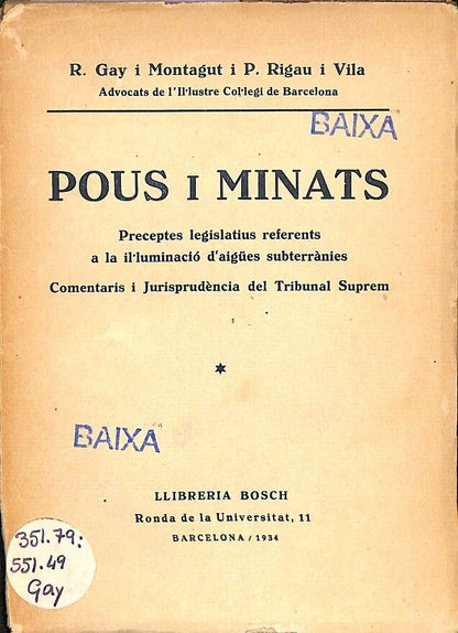 Pous i Minats - Preceptes Legislatius Referents a la Il·luminació d'Aigües Subterrànies