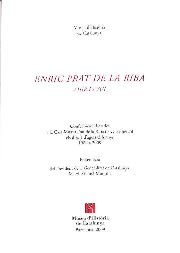 Enric Prat de la Riba Ahir i Avui .