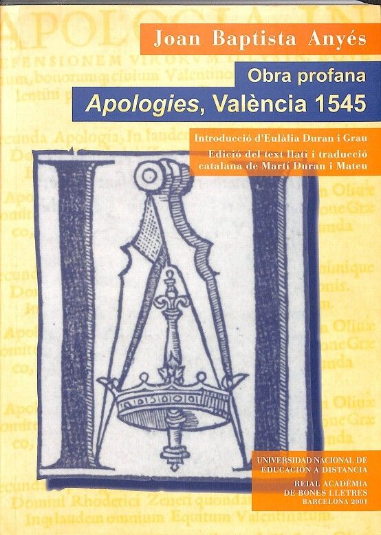 Joan Baptista Anyés Obra Profana Apologies, València 1545