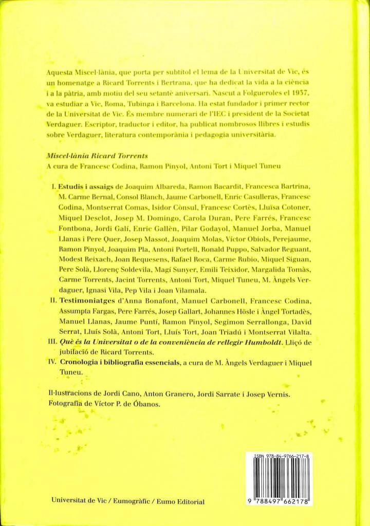 Miscel·lània Ricard Torrents Scientiae Patriaeque Impendere Vitam .
