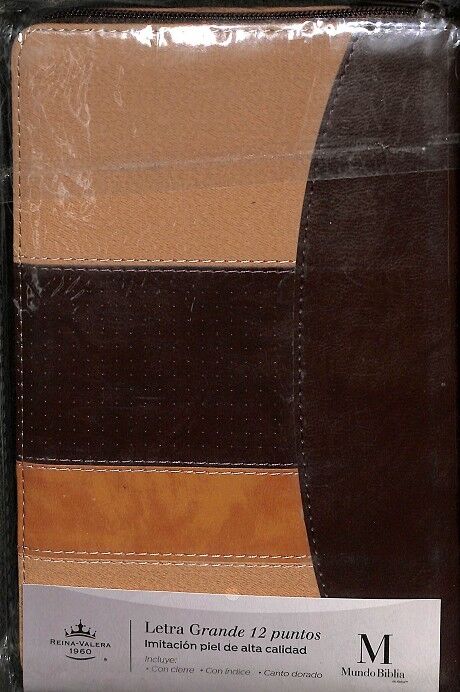 Biblia Letra Grande 12 Puntos con Cierre Rv1960 Tricolor Cafe con Indice (Precintado)
