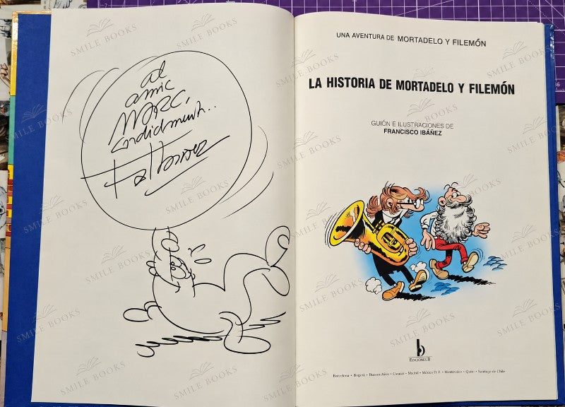 La Historia de Mortadelo y Filemón ✦ Firmado + Dibujo original de Francisco Ibáñez ✦