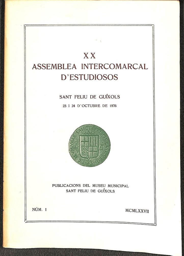 XX ASSEMBLEA INTERCOMARCAL D'ESTUDIOSOS NUM 1(CATALÁN) | V.V.A