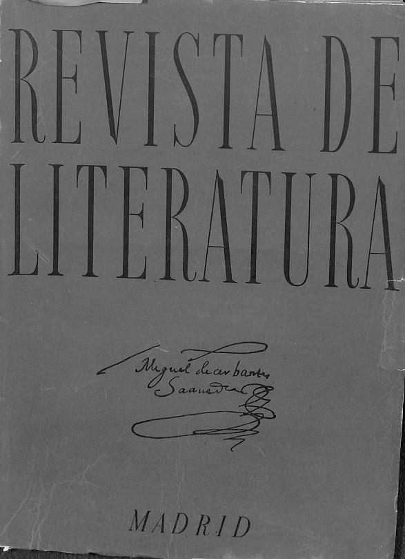 REVISTA DE LITERATURA - TOMO II Nº 3 JULIO -SEPTIEMBRE DE 1952 | JOAQUIN DE ENTRAMBASAGUAS, JOSE SIMON DIAZ, PABLO CABAÑAS