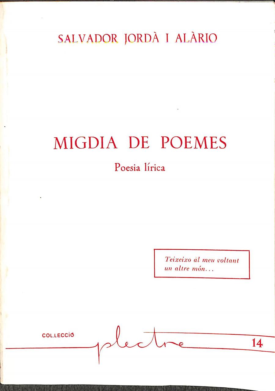 MIGDIA DE POEMES (CATALÁN) | SALVADOR JORDÀ I ALÀRIO